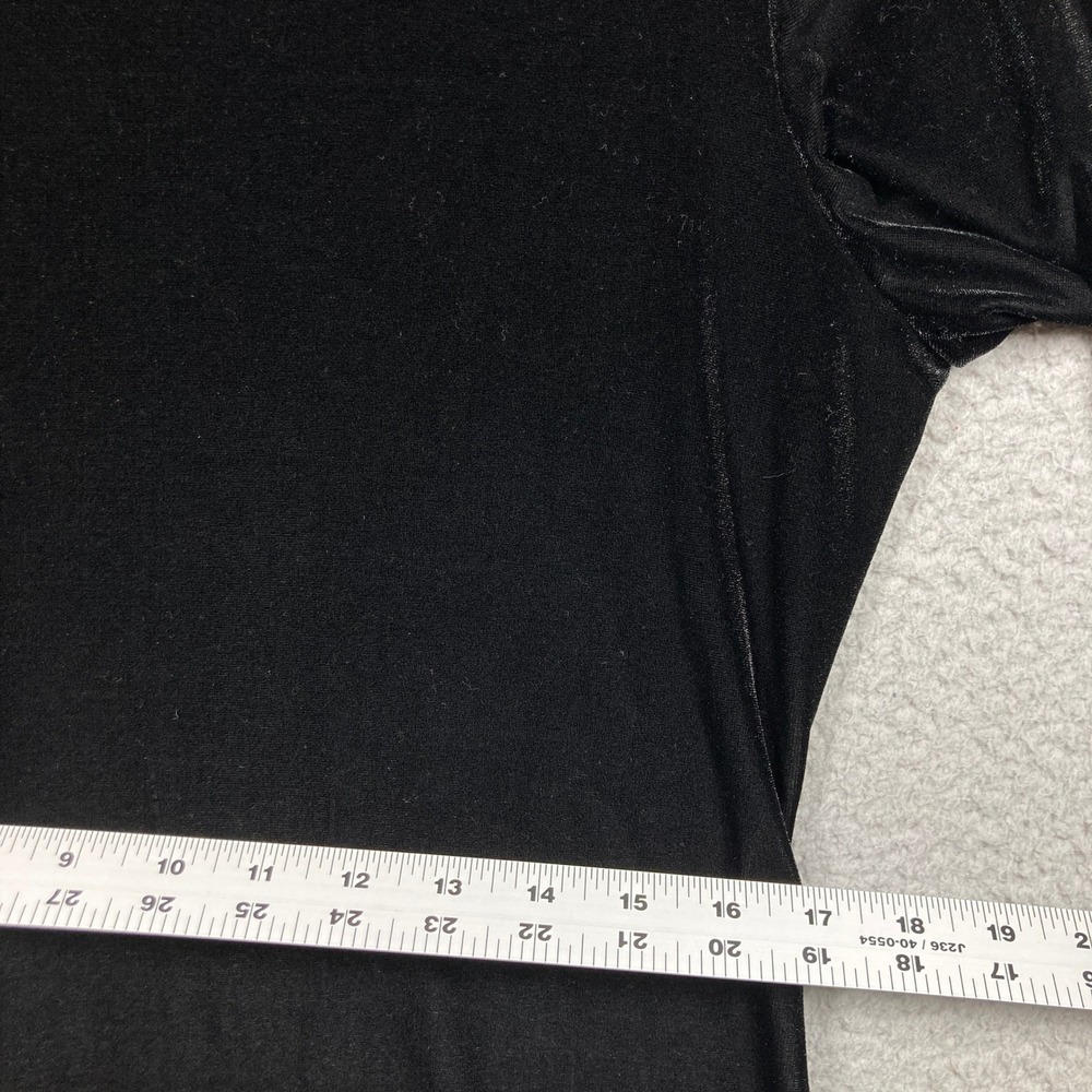 Ronni Nicole Velvet Dress Women 12 Black Long Sleeve A-Line Crew Neck stretch - Picture 5 of 8